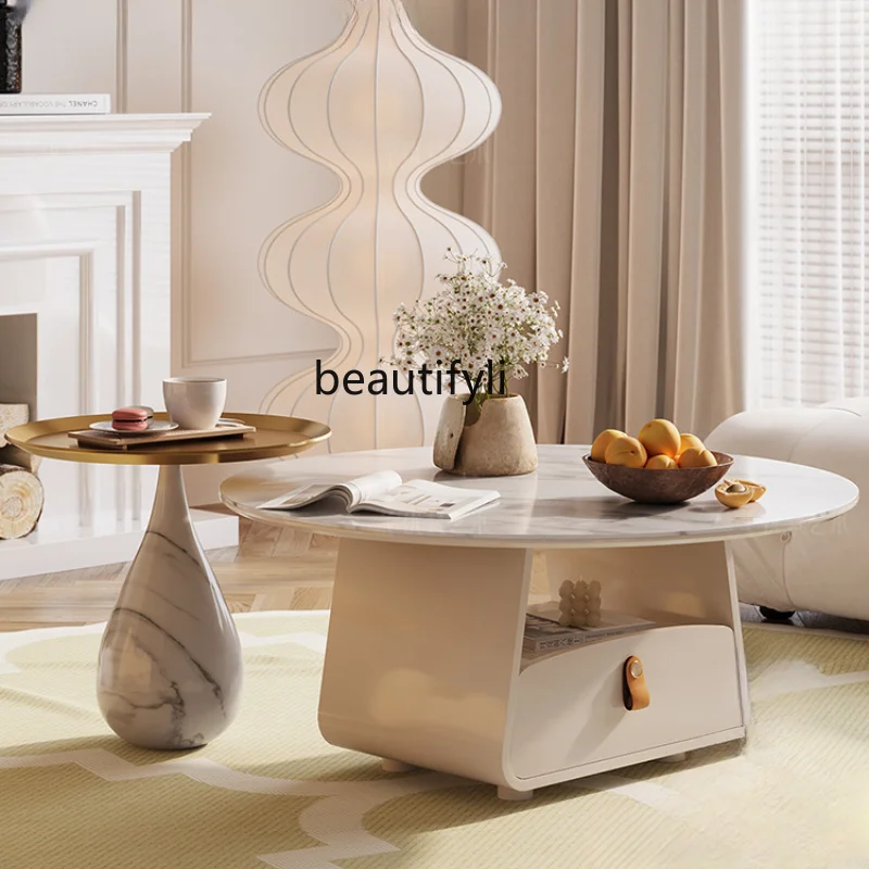 Чайный столик в стиле арт / Крем для гостиной Современный минималистичный дом во французском стиле для маленькой квартиры Чайный столик мебель для гостиной