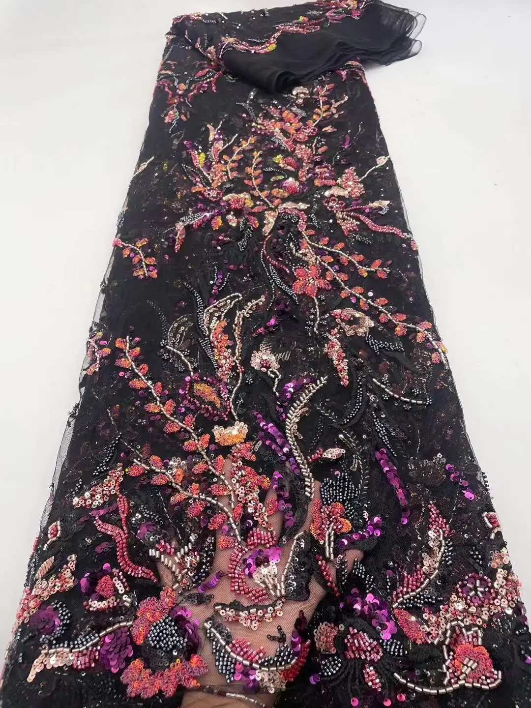 Новейшая ткань для вечерних платьев С бисером, разноцветными пайетками, вышивкой, французской сетчатой пряжей, кружевом, африканской тканью / Свадебное вечернее платье