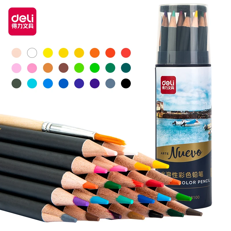 Набор цветных карандашей Deli Art для рисования, профессиональный деревянный акварельный дизайн, Граффити, канцелярские принадлежности для школьников