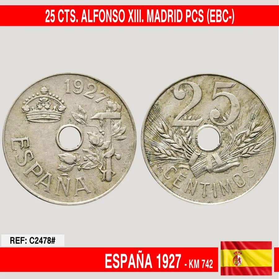 C2478 # Испания, 1927. 25 cts. Alfonso XIII (EBC) KM742