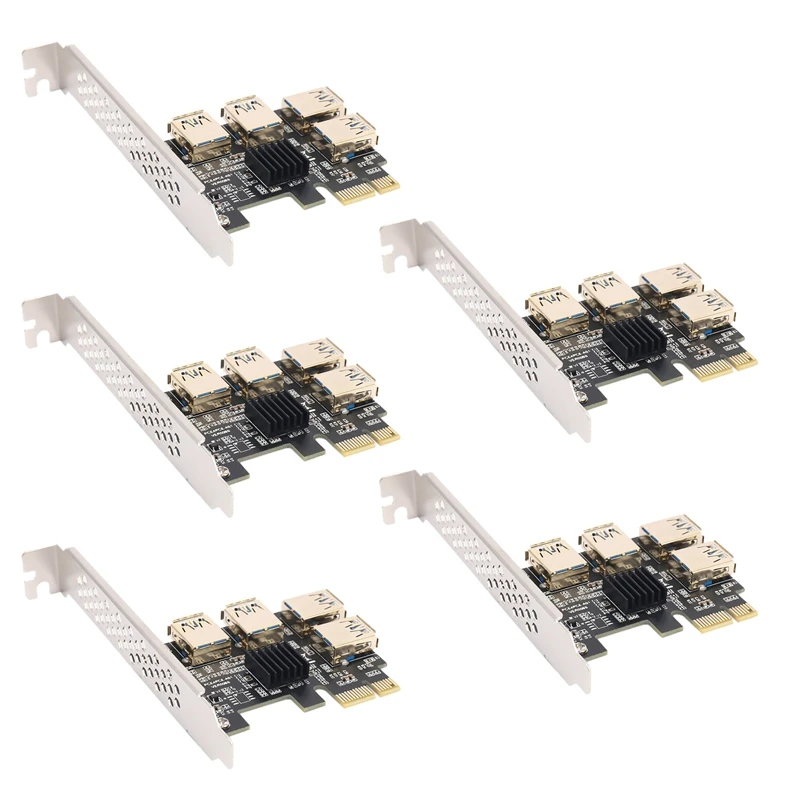 5X Новая Плата Адаптера Pcie Riser с 4 Портами PCI-E от 1X до 4 USB 3.0 PCI-E Rabbet GPU Riser Extender Ethereum ETH/Monero XMR