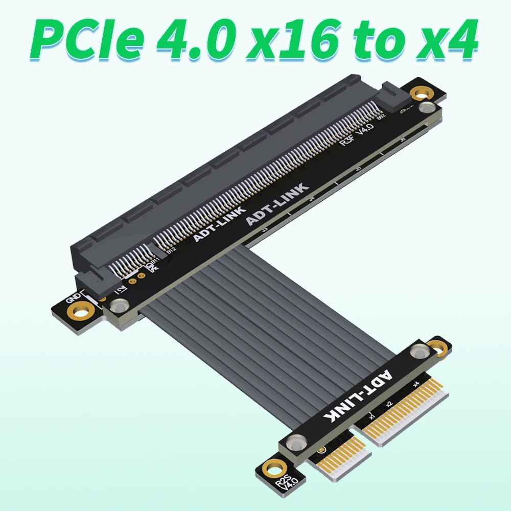 PCIE 4.0 4X 16X Удлинительный кабель Riser GEN4.0 PCI Express PCI-e X4 - X16 Удлинитель Шнур-адаптер 5 см - 100 см 90 градусов