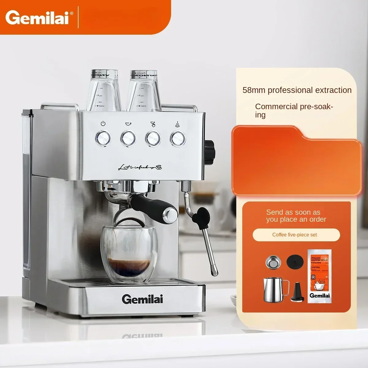 Итальянская кофемашина Gemini CRM3005E 220 В, небольшая полуавтоматическая концентрированная пена для домашнего использования в офисе