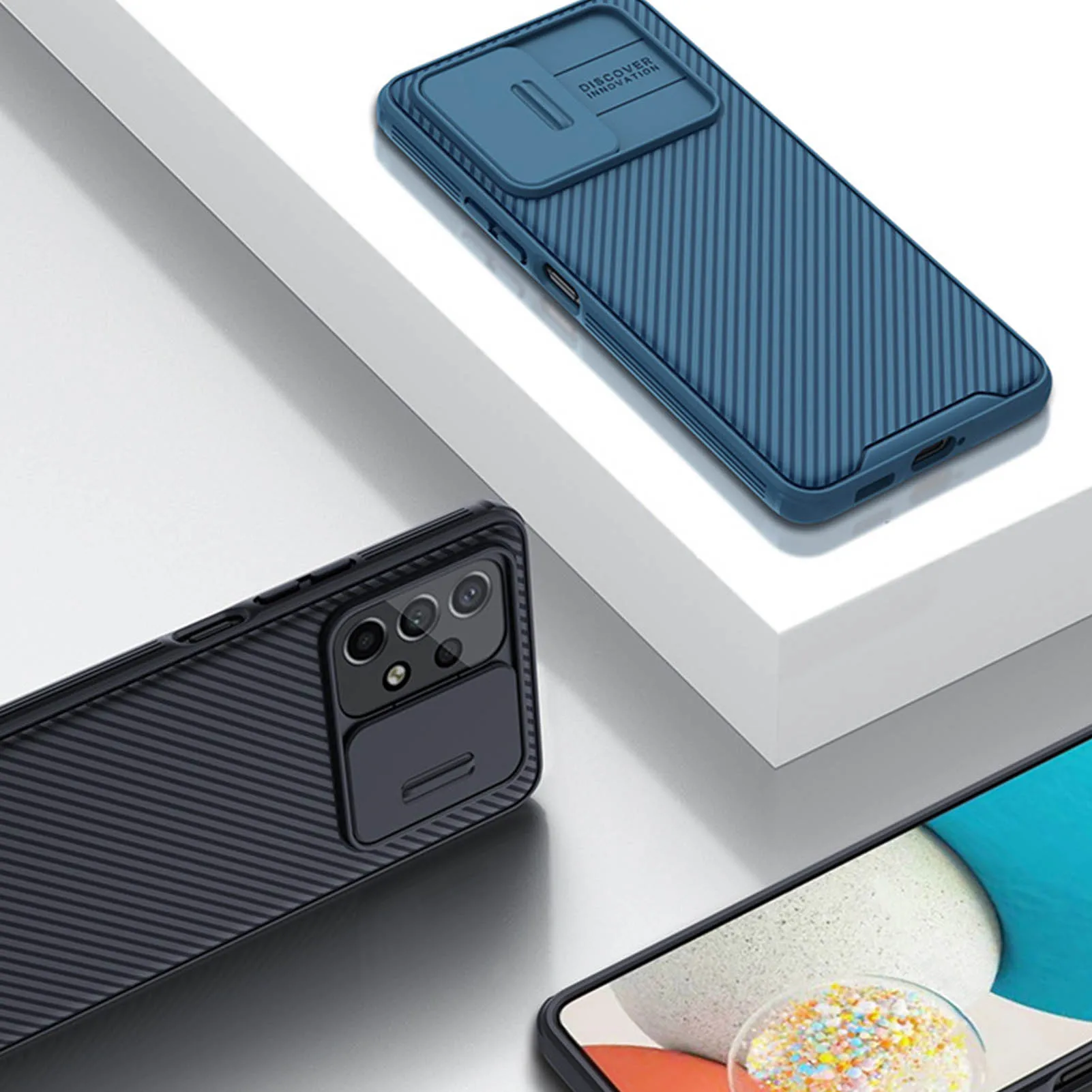 Чехол для телефона Samsung Galaxy A53 5G, Рамка для мобильного Телефона с Выдвижной Задней Крышкой Объектива, Защита от подглядывания и царапин