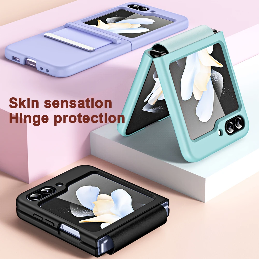 Модный однотонный чехол для телефона Skin Sensation Samsung Galaxy Z Flip 5 с откидным экраном и выдвижным шарниром для защиты от падения