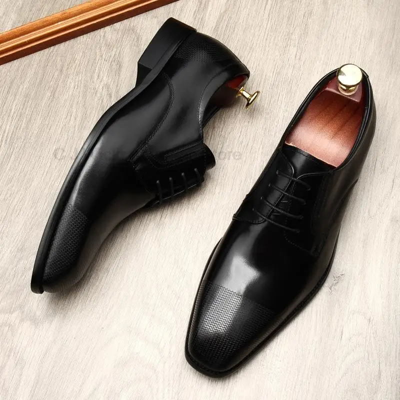 Роскошные итальянские мужские оксфорды из натуральной кожи, мужские модельные туфли коричневого, черного цвета с квадратным носком, свадебные деловые официальные туфли на шнуровке
