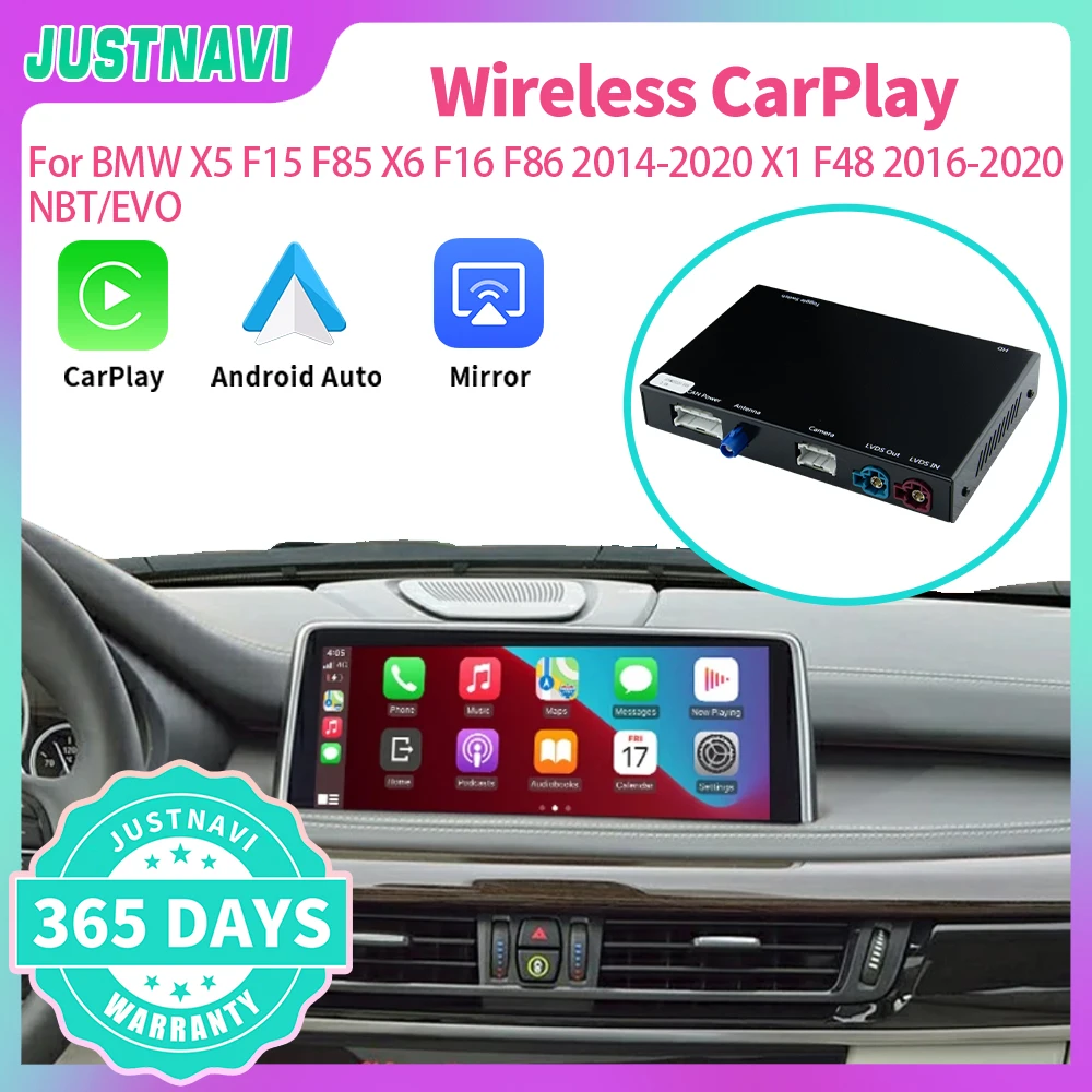 JUSTNAVI Беспроводной CarPlay Для BMW X5 F15 F85 X6 F16 F86 2014-2020 X1 F48 2016-2020 С Android Auto Mirror Link AirPlay Car