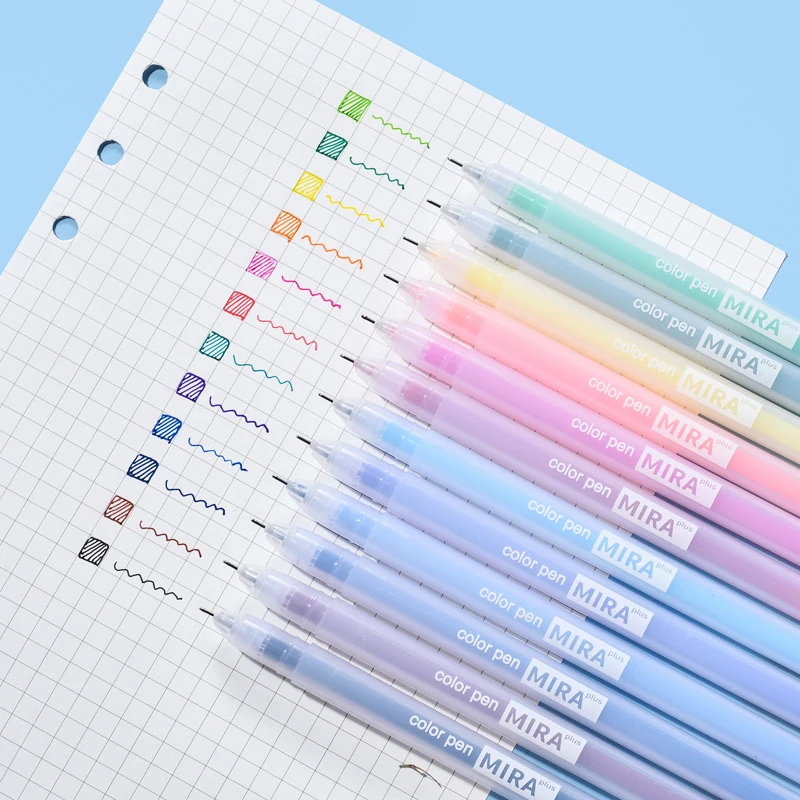 12 Цветов Простых прозрачных гелевых ручек 0,5 мм, милая свежая шариковая ручка леденцового цвета для дневника, школьных канцелярских принадлежностей для студентов
