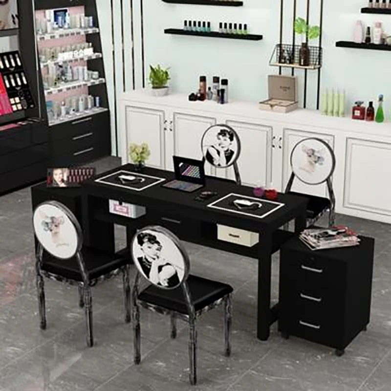 Профессиональный маникюрный стол Черного цвета, Дизайнерская изысканная Современная настольная станция Nailtech Beauty Nageltisch Nail Bar Furniture CY50NT