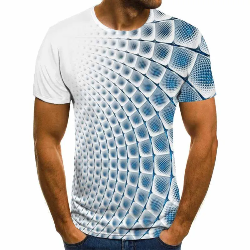 2023 Новая Мужская футболка с 3D вихревым рисунком, Летняя футболка с 3D принтом И круглым воротником, Повседневная Уличная Трендовая Забавная футболка, Топы Больших размеров