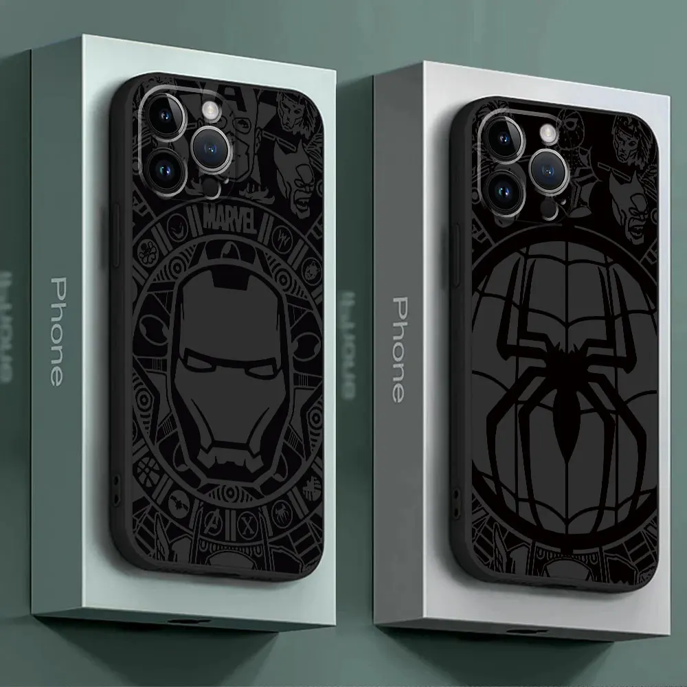 Чехол Marvel Iron Man Sqiderman для Apple iPhone 8 Plus 14 XS X 12 Mini 13 SE 11 Pro XR 7 6s 15 Pro Max Cover TPU Soft Armor