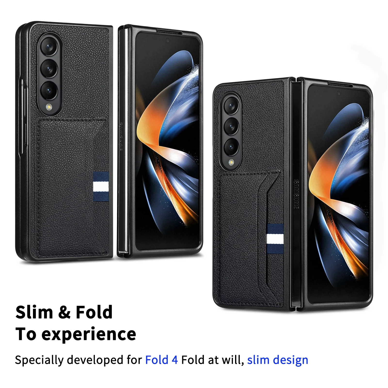 Кожаный Чехол Для Телефона Без Отпечатков Пальцев, Аксессуары для Samsung Galaxy Z Fold 4 Fold3 Fold2 Fold4 5G Fold 2 3 Слота Для карт Тонкий Чехол