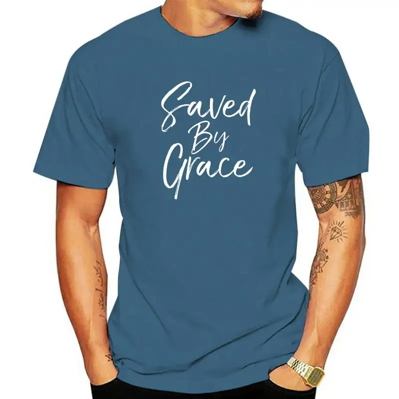 Футболка Saved By Grace с цитатой из христианского гимна, Лирическое Евангелие, спасение, Хлопковые мужские футболки, Летние топы, Дешевая футболка на день рождения