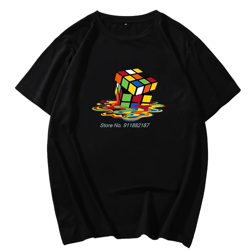 Плавящийся Кубик Рубика, классические модные футболки с графическим рисунком, милые футболки оверсайз, футболки с коротким рукавом, Уличная одежда Harajuku