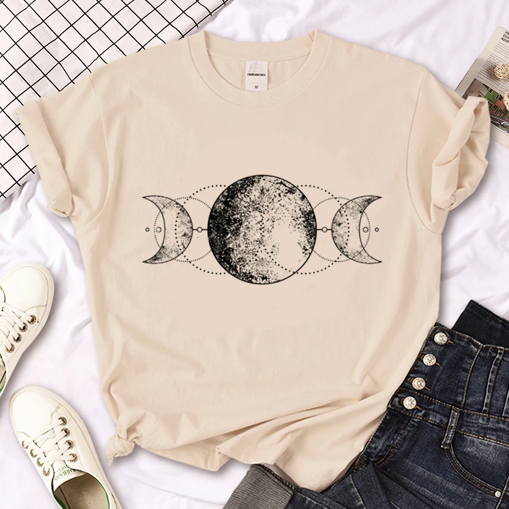 Футболки Moon Space, женская футболка с мангой, дизайнерская одежда с комиксами для девочек