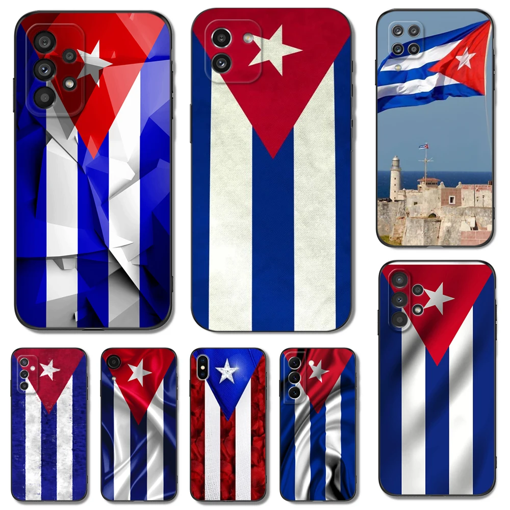 Черный чехол из ТПУ для Samsung galaxy A54 A34 A14 5G A04 NOTE 20 10 9 PLUS ultra + cover с флагом Кубы