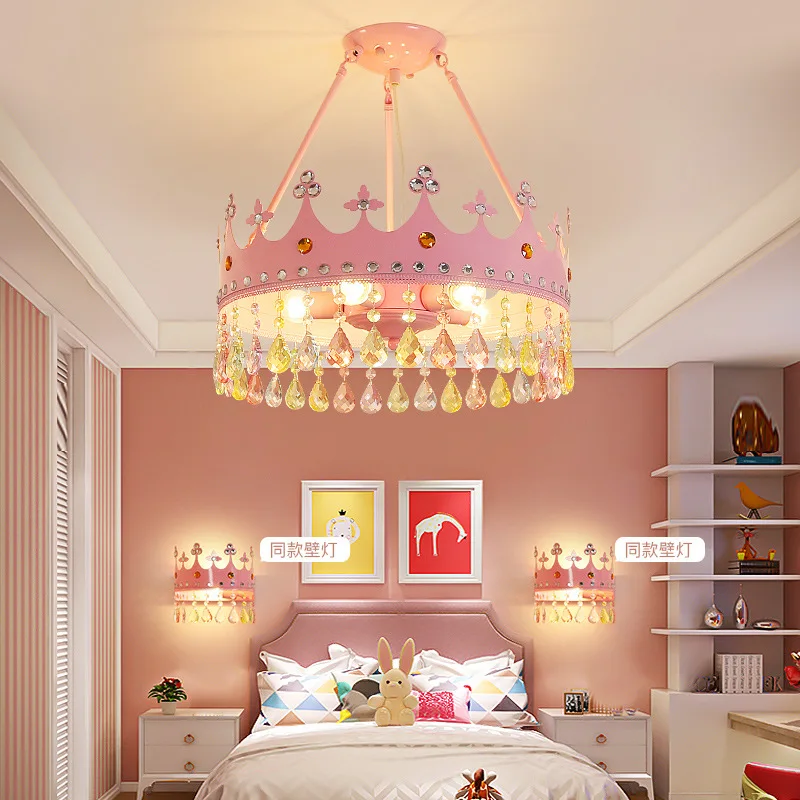Хрустальная люстра в виде короны для детской комнаты для девочек и мальчиков, современный минималистичный светильник для комнаты принцессы, лампа для спальни