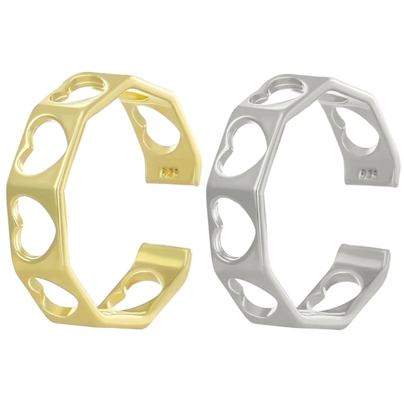 Модное кольцо с сердечком, Регулируемое Кольцо на палец, модные украшения для вечеринок с геометрическим рисунком