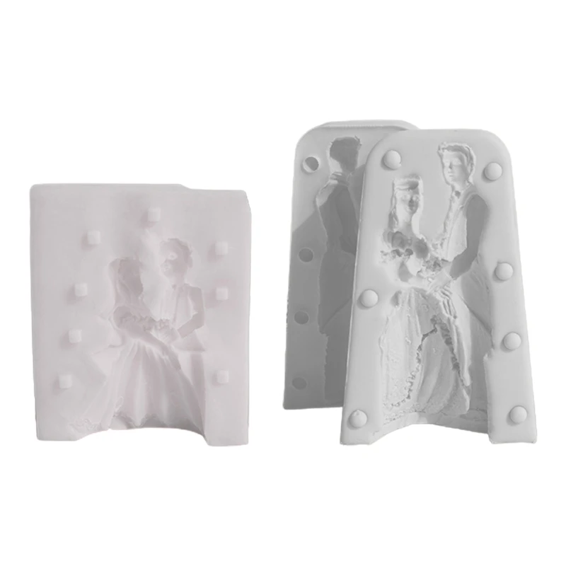 3D пара Силиконовая форма для свечей Жених и невеста Форма для помадки, мыла, шоколадного торта для свадьбы, украшения подарков на День Святого Валентина R7UB
