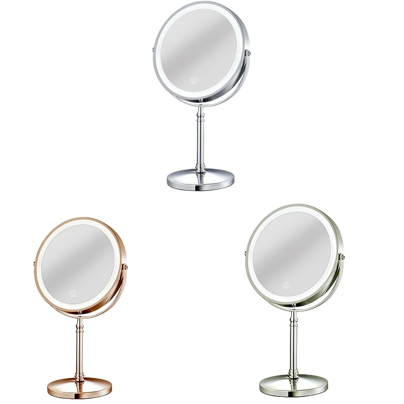 10-кратное светодиодное зеркало, перезаряжаемое косметическое зеркало с 3 цветами, регулируемой яркостью увеличения, косметическое зеркало с 2 сторонами