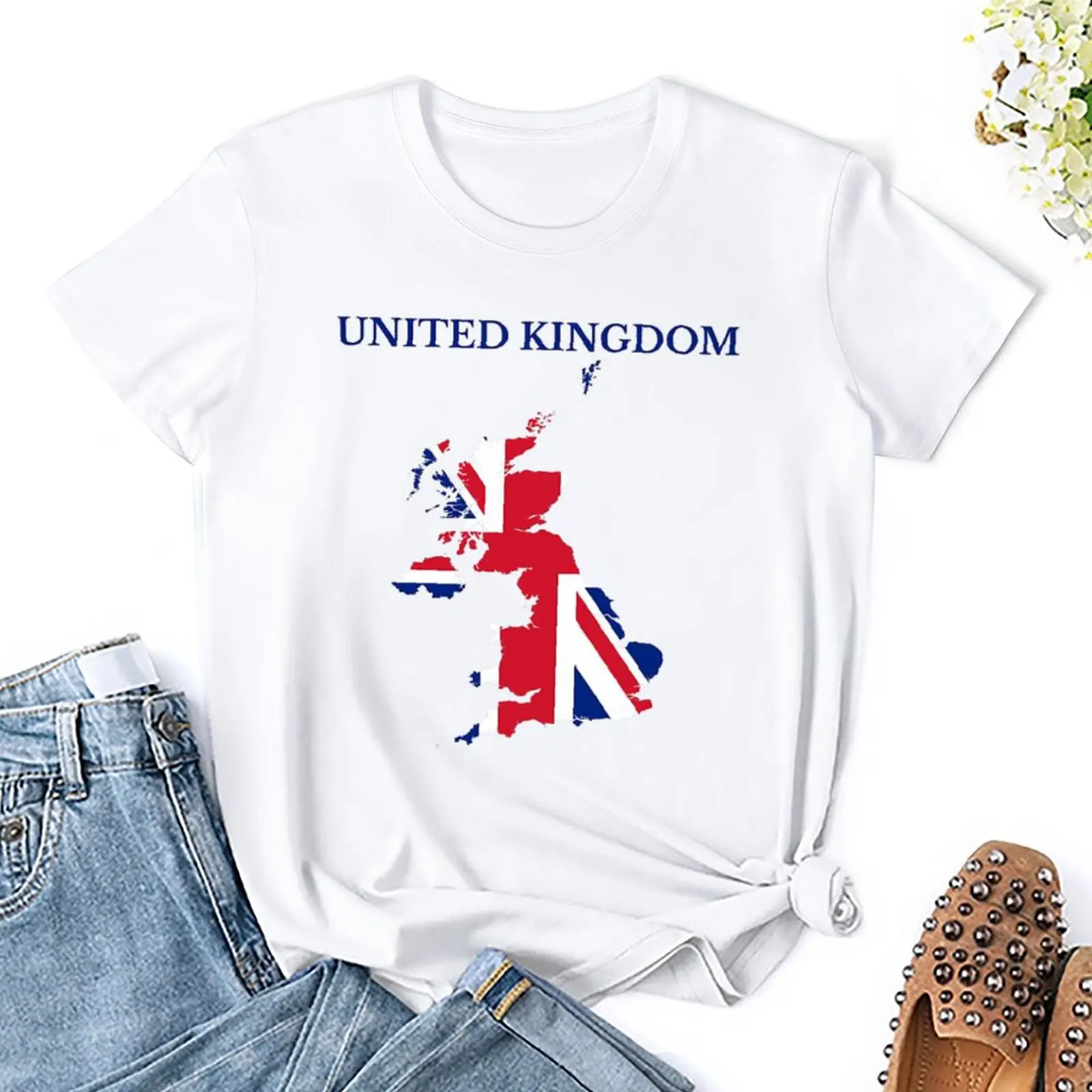 Карта Соединенного Королевства, Флаг Великобритании, Спортивная футболка из 100% хлопка, повседневная графическая Домашняя Одежда, высококачественный Размер США