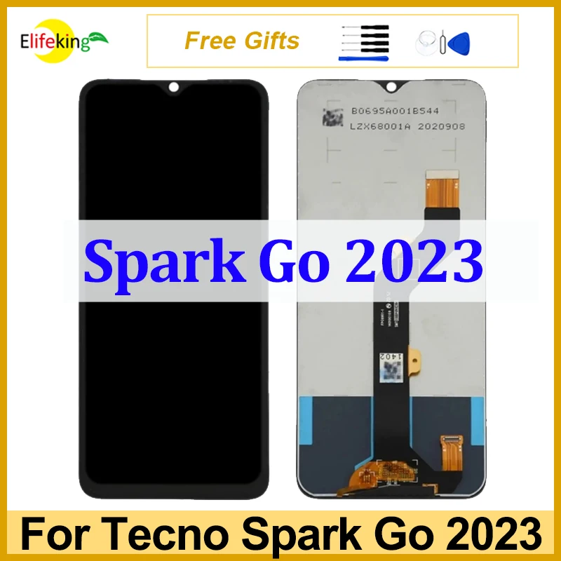 6,6-дюймовый оригинальный ЖК-дисплей для Tecno Spark Go 2023, сенсорный экран, дигитайзер В сборе, Запасные части для ремонта телефона, Нет битых пикселей