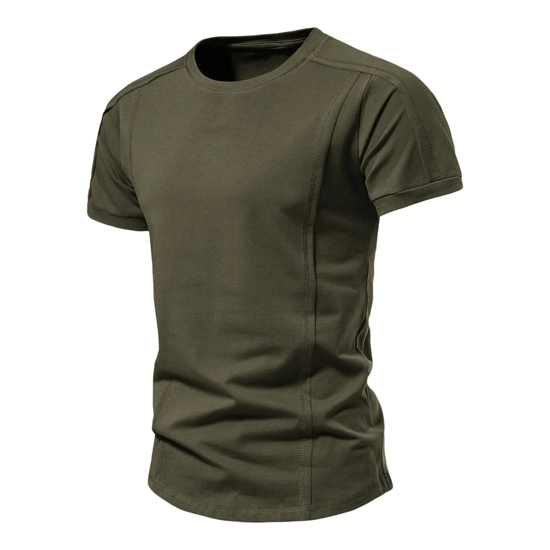 Новая хлопковая футболка с коротким рукавом, мужская летняя однотонная футболка с круглым вырезом, мужские модные тонкие повседневные футболки, Дышащая уличная одежда, Мужская