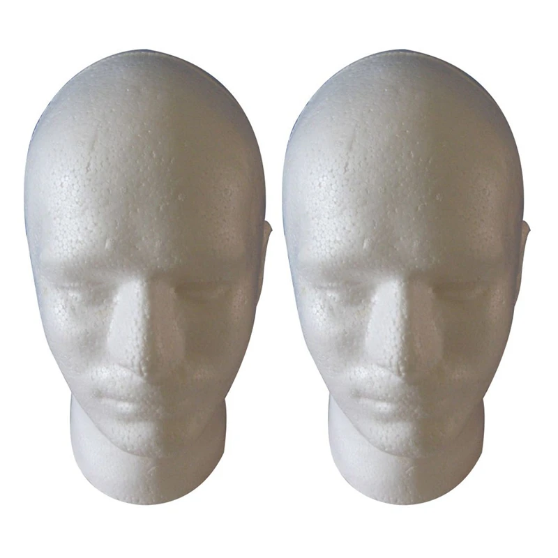2X Мужской парик, косметологический манекен, подставка для головы, модель из пеноматериала белого цвета
