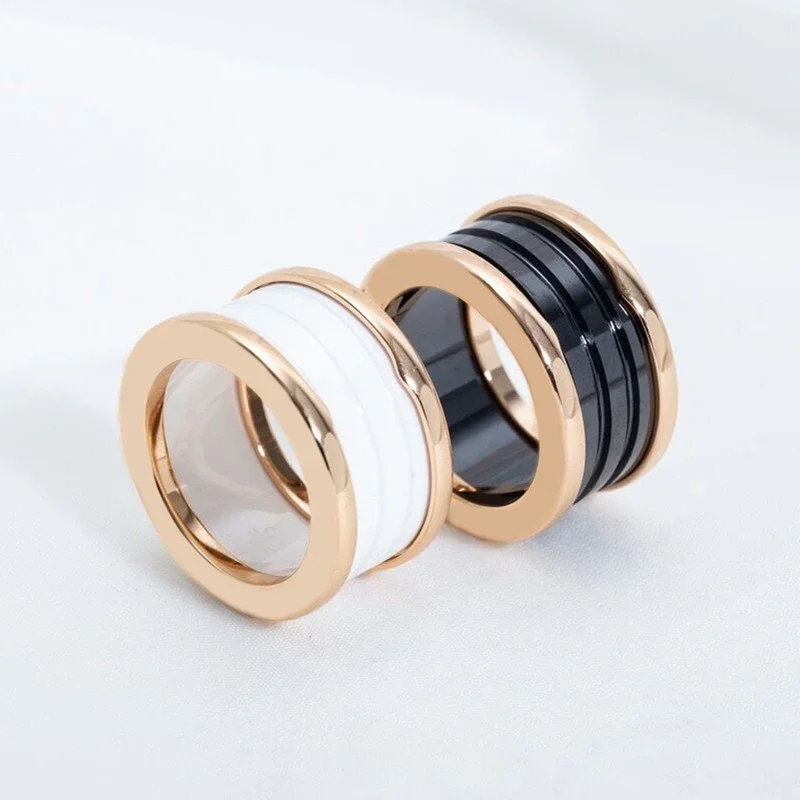 Классическое, хит продаж, черно-белое Керамическое кольцо из стерлингового серебра 925 пробы для женщин, простой Модный бренд, Роскошные ювелирные изделия для пары