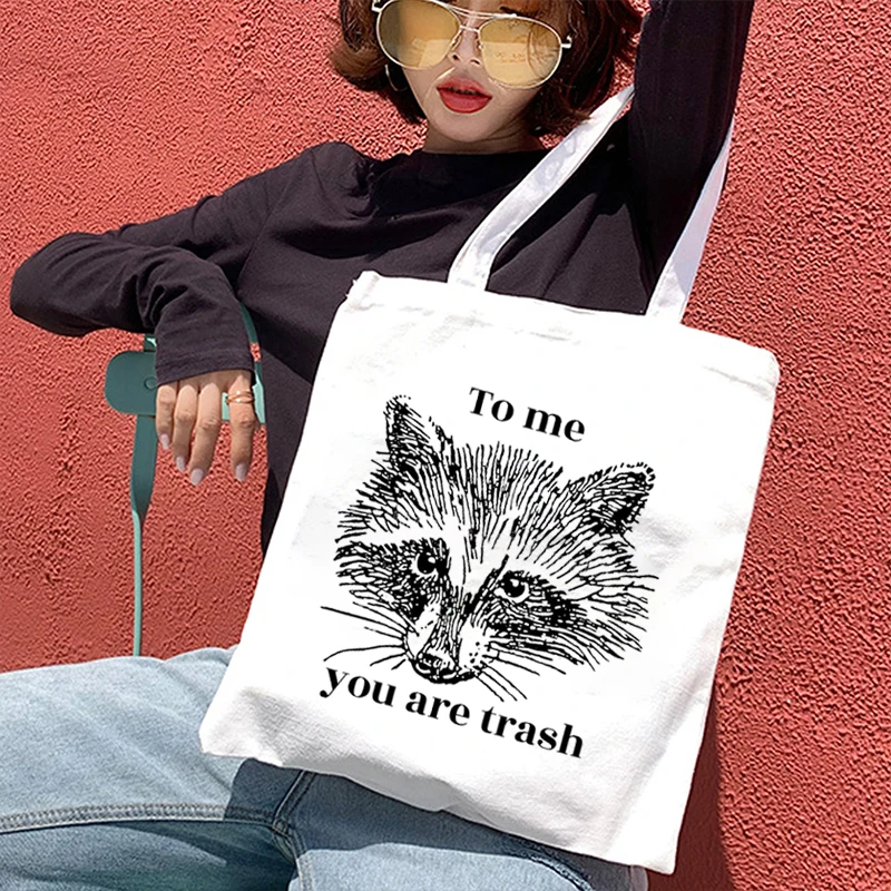 Для меня ты мусор, графические женские сумки, винтажная сумка с животными из супермаркета, модная брендовая холщовая сумка из опоссума, боковая сумка для дам