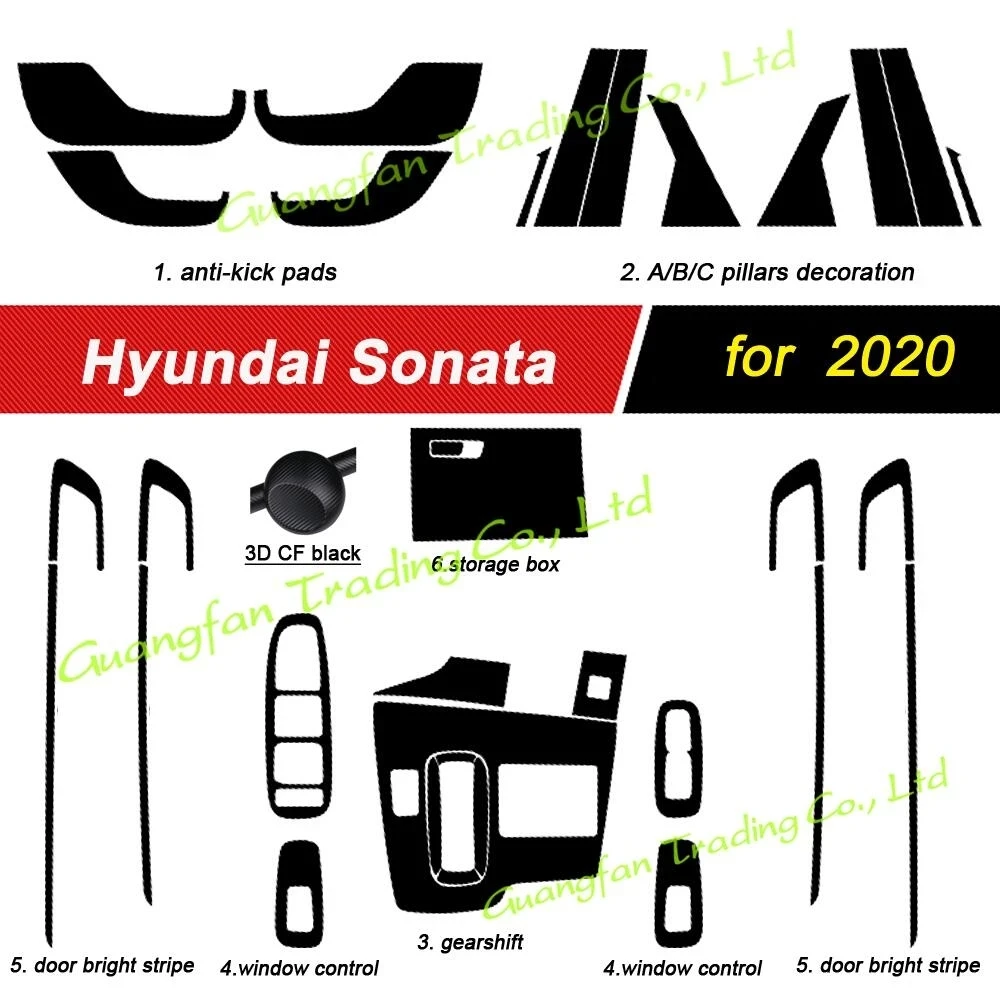 Для Hyundai Sonata YF 2020 Внутренняя Центральная Панель Управления Дверной Ручкой 3D 5D Наклейки Из Углеродного Волокна Наклейки
