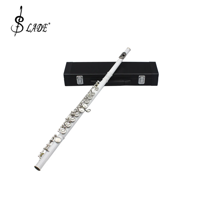 SLADE 16 Луночная Флейта C Ключом Профессиональная Закрытая Открытая Белая Флейта Посеребренная Концертная Флейта с Коробкой Салфетка Для Чистки Стик Перчатки