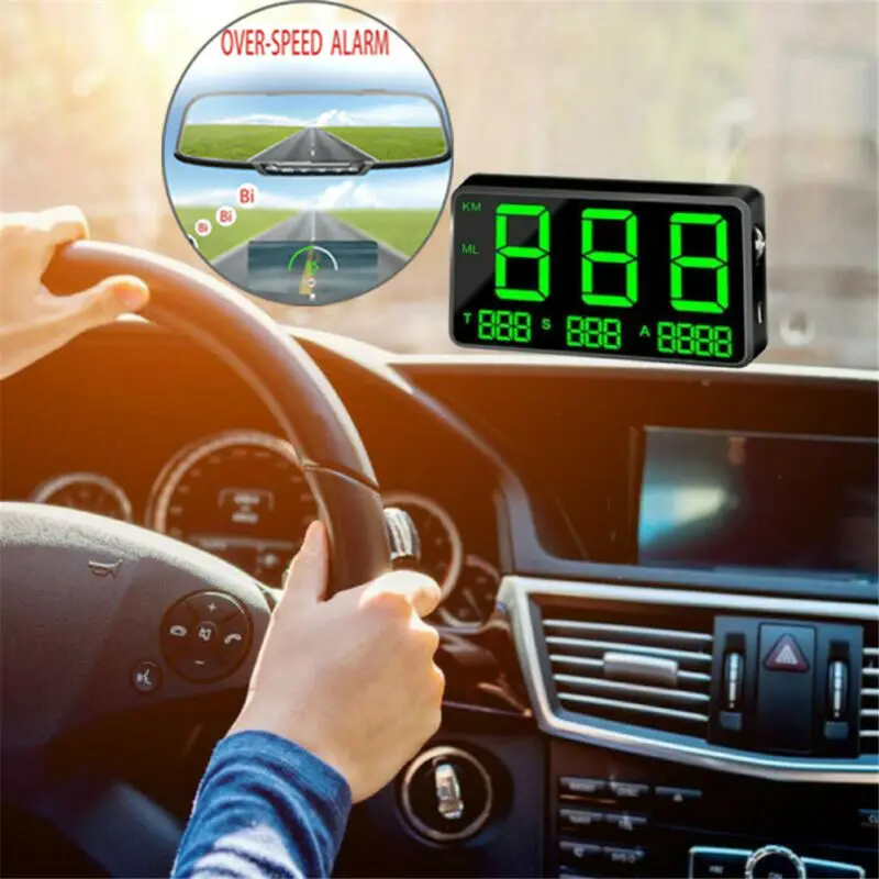 Универсальный автомобильный GPS спидометр, HUD, МИЛЬ / ч / км / ч, USB Plug & Play Предупреждение о превышении скорости