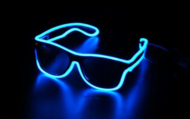 Бесплатная Доставка Синие el очки El Wire Мода Неоновая Светодиодная Подсветка Очков В Форме Затвора Рейв Костюмированная Вечеринка