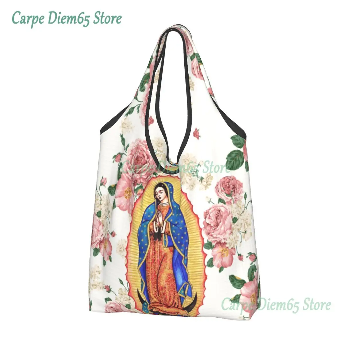 Сумки для покупок Virgin Of Guadalupe на заказ, женские портативные продуктовые сумки большой емкости, Мексиканская католическая сумка для покупок Virgin Mary