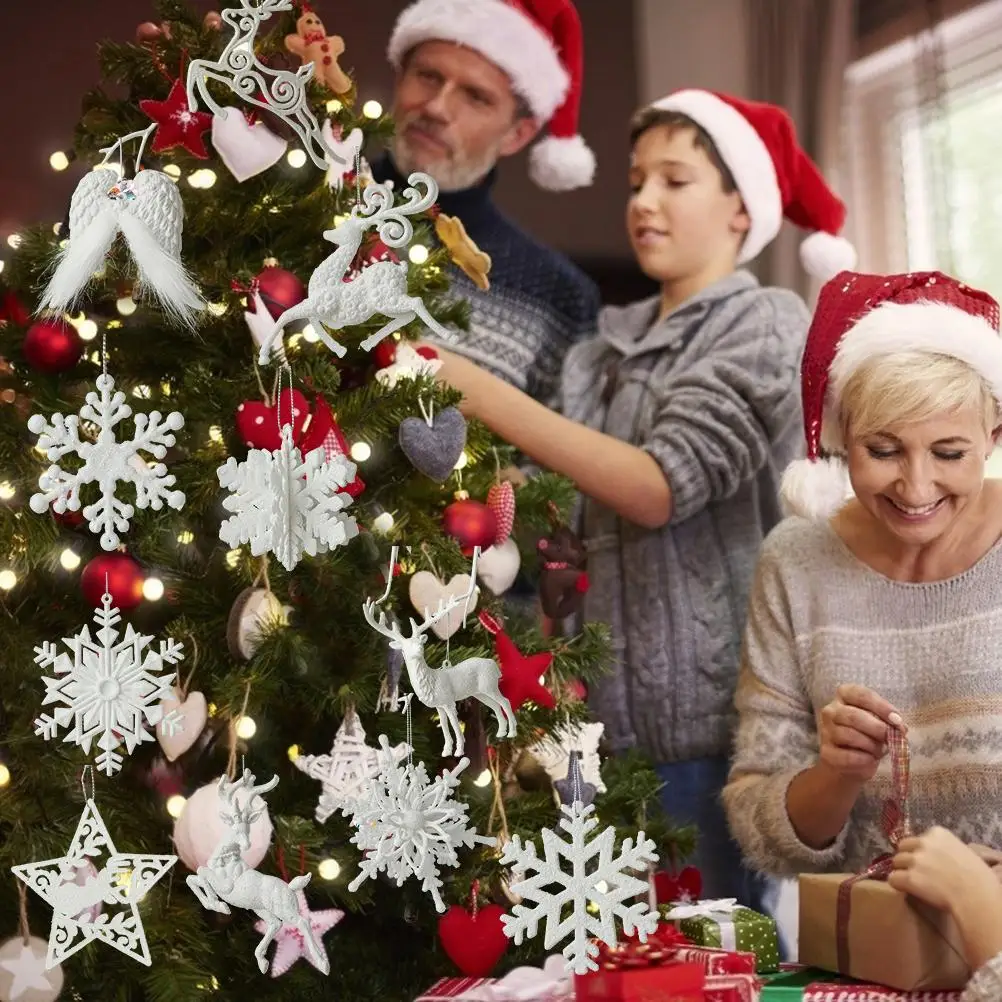 Рождественская Елка Подвесные Подвески Блестящие Маленькие Украшения С Рождественским Оленем Рождественский Лось Веселый Рождественский Декор С Новым Годом 2024 Белый Олень