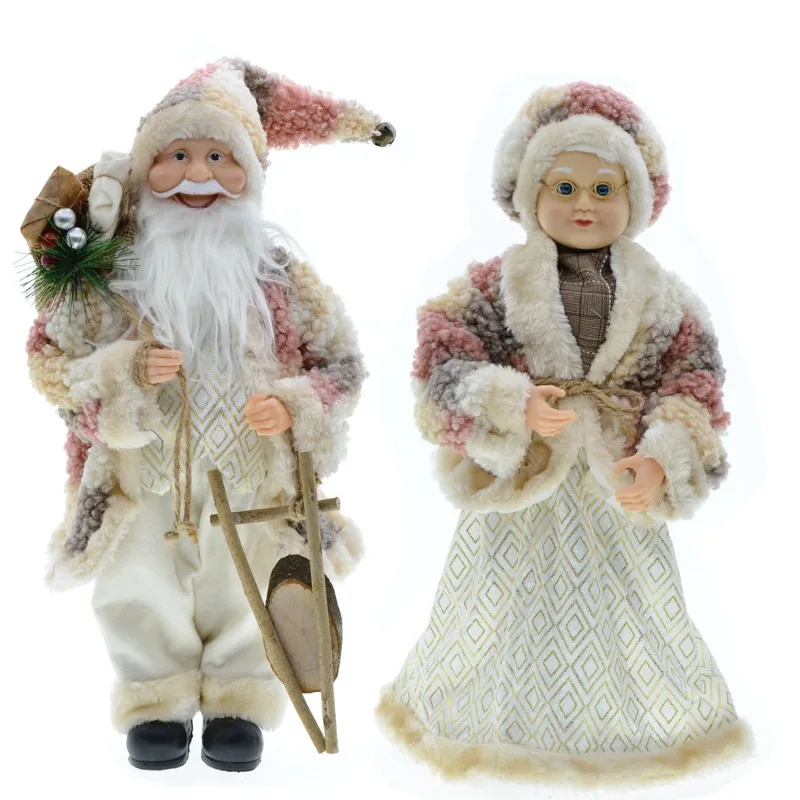 Украшения для Рождественской елки, Куклы Санта-Клауса, Дедушка и бабушка, Новый 2024 год, Стоящая кукла, Украшение Navidad, Счастливого Рождества