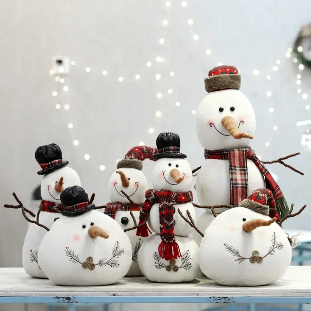 Рождественская плюшевая кукла, белый снеговик, толстый снеговик, украшение витрины торгового центра, кукла, шарф с капюшоном, кукла, рождественский подарок