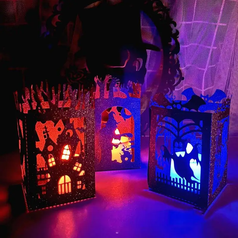 Бумажный фонарь на Хэллоуин | Украшение в виде жуткой тыквы на Хэллоуин | Переносная ночная лампа для вечеринки, декоративный светильник на Хэллоуин Lan
