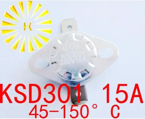 5шт x KSD301 15A 45-150 градусов 250 В Нормально Закрытый Переключатель Температуры Термостат Резистор