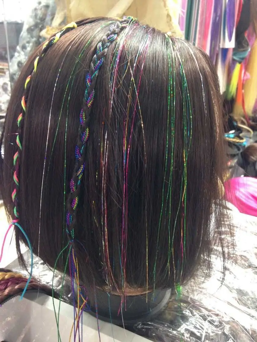 Наращивание волос с мишурой, Цветной парик Для женщин, 3 ШТ, 120 см, Праздничное украшение, украшение для вечеринки
