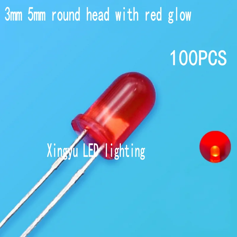 Светодиодные бусины F5 Red, излучающие красный свет, 5 мм Красная подсветка красным светом, Красная круглая головка, светодиод с прямой вставкой