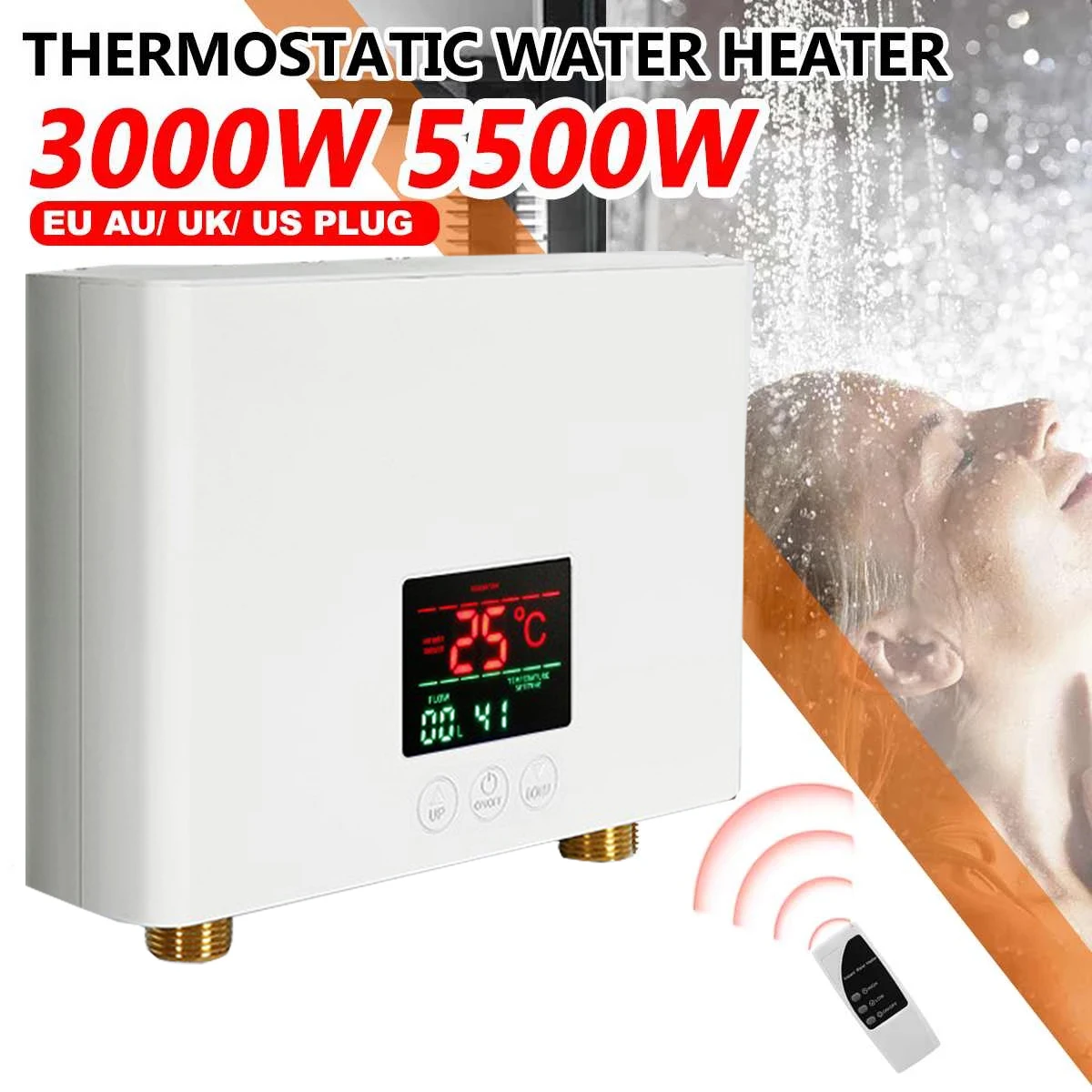 Проточный водонагреватель 110 В 220 В для ванной комнаты, кухни, настенный электрический водонагреватель с ЖК-дисплеем температуры с дистанционным управлением